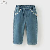 Girls Denim Pants – Floral Pattern Jeans